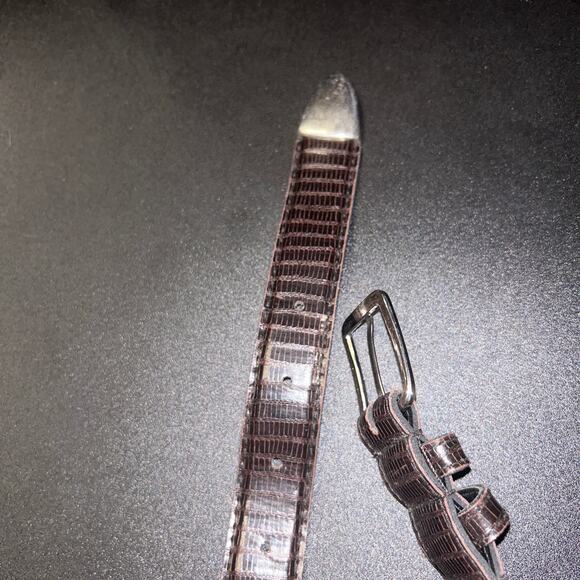 Brown Textured Faux Leather Gold-Tone Hardware Adjustable Belt Women's 37" - Picture 8 of 9